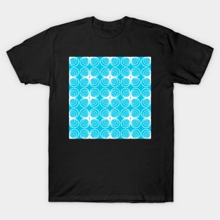 A seamless blue pattern in the form of rings. T-Shirt